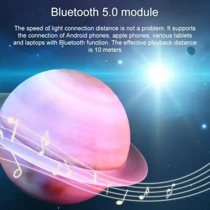 Saturn Ring Bluetooth Speaker Planet Light Desktop Night Light Creative Decoration Birthday Gift Subwoofer Portable Sound System