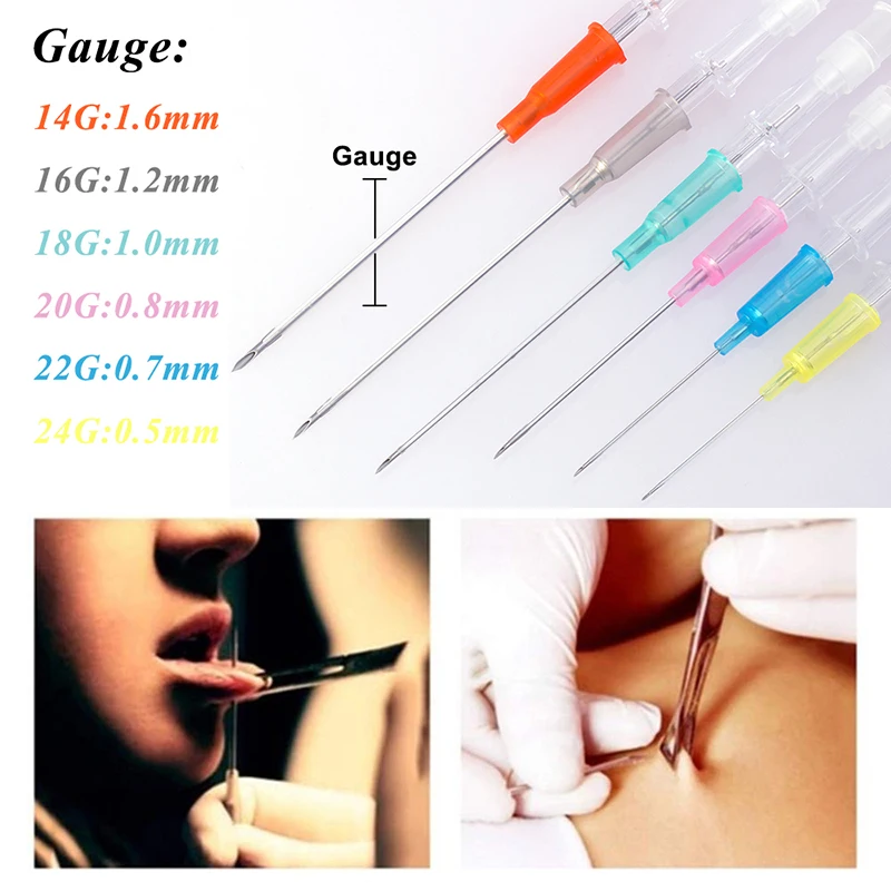 Body Piercing Kit Surgical Steel Sterile Catheter Cannula Piercing Needles Tools Belly Nose Lip Ear Jewelry 1pc