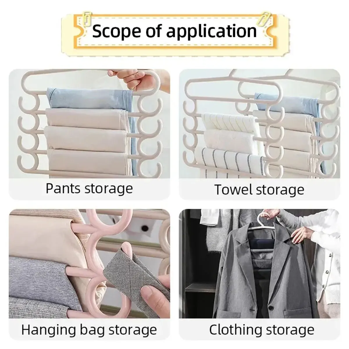 Clothes Hangers 5 Layers Clothes Hangers Trousers Pants Hangers Towel Scarfs Racks Closet Storage Organizers Clothes Storage Organization