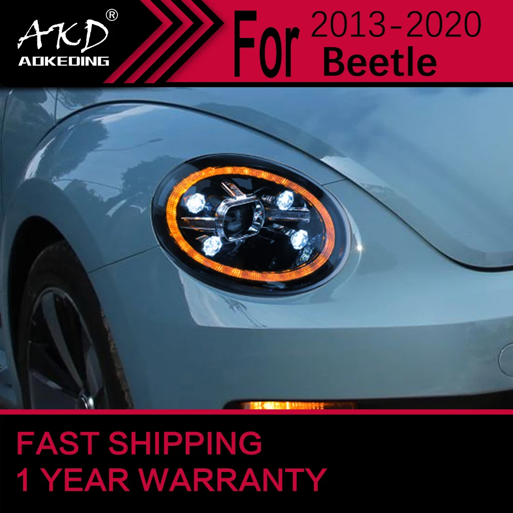 VW 딱정벌레 헤드라이트용 자동차 조명, 2013-2021 딱정벌레 헤드 램프, Drl 프로젝터 렌즈, 자동차 액세서리