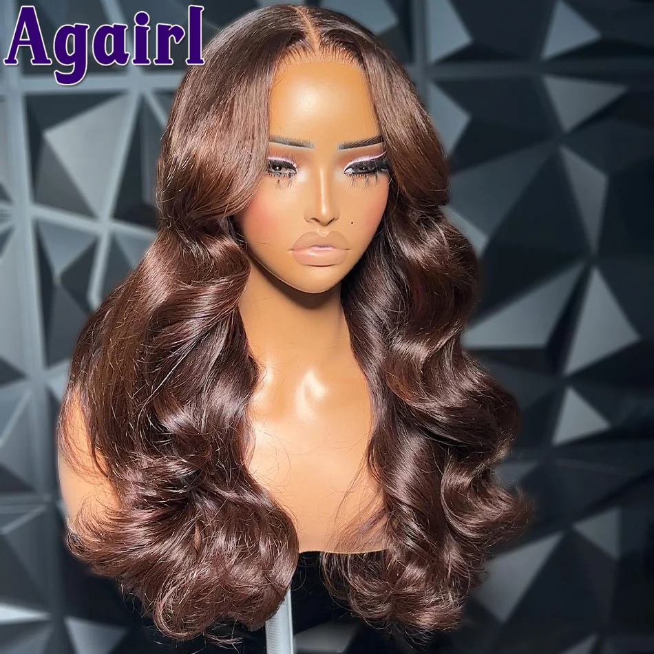 

Chestnut Brown Colored 13x6 Lace Frontal Wig Body Wave Pre Plucked Glueless 13x4 Lace Front Wavy Human Hair Wigs For Black Women