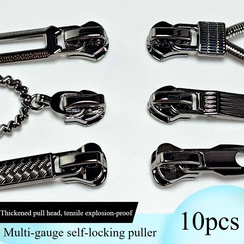 10pcs Thickened zipper head 3 #5 # 8 #Resin metal nylon gun Black clothes coat bag cover with lock pull head