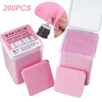 200Pcs Lint Free Nail Wipes Kit - Pink White Gel Nail Polish Remover Set Manicure Professional Soak Off Gel Polish Wiping Cloth 2