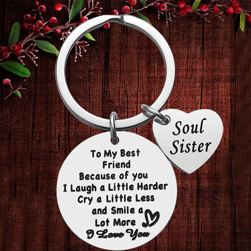 

Charm Best Friend Friendship Gifts Keychain Soul Sister Thank You Gift Key chain Keyring Holder Friend Appreciation Gifts