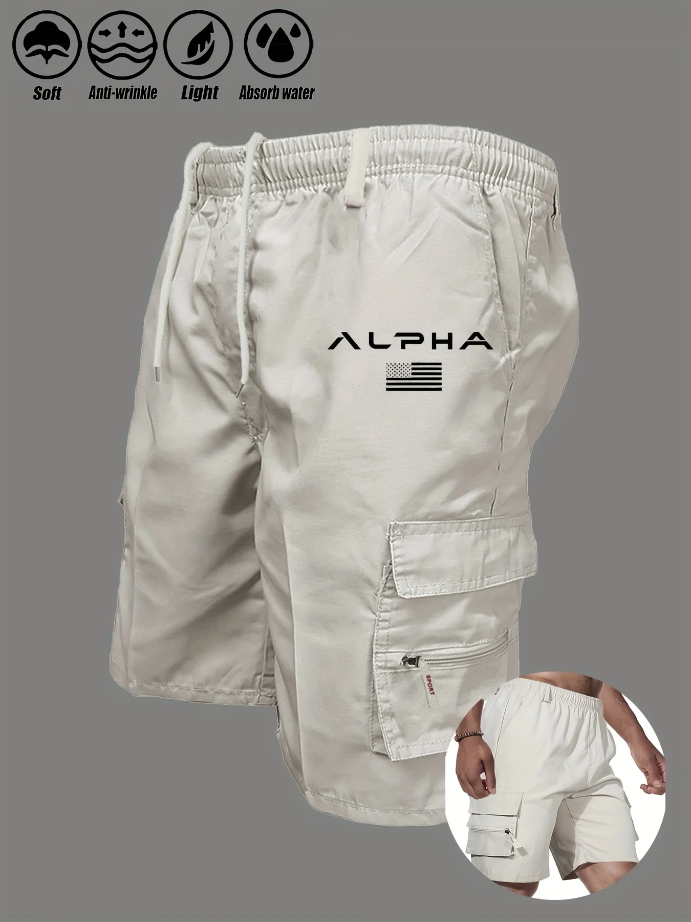 American Flag Printed Cargo Shorts Independence Day Eagle Shorts Summer Cargo W…