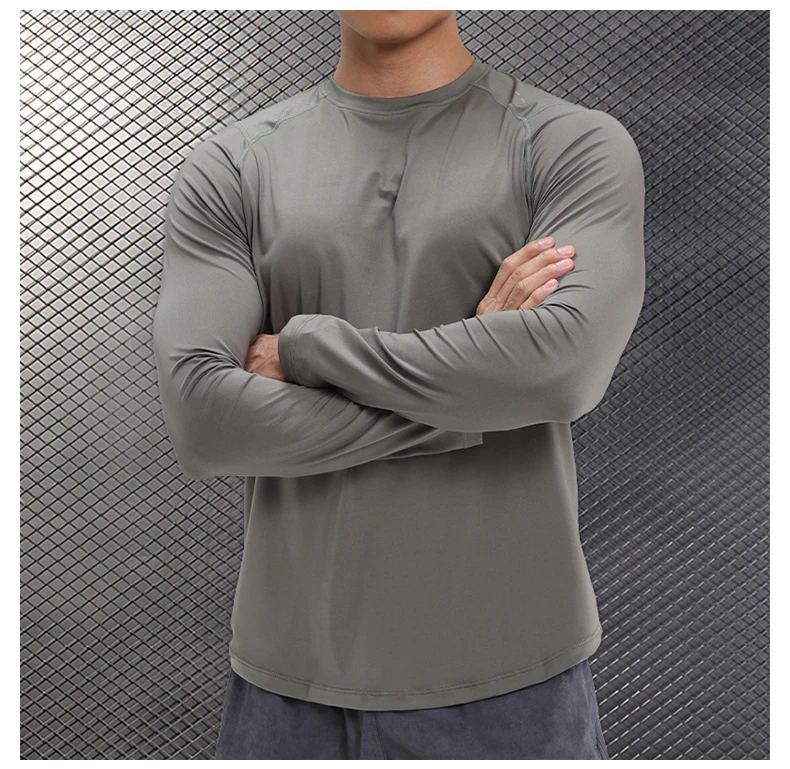 Men Compression Shirt - Long Sleeve Running Gym Top With Moisture Wicking Fabric