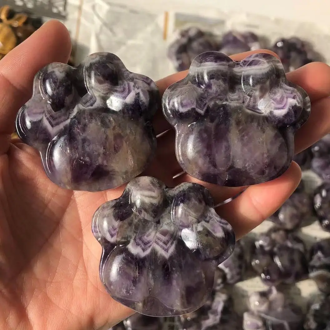 

Natural Crystal Dream Amethyst Hand-Carved Cat PAWS Healing Quartz DIY Decoration