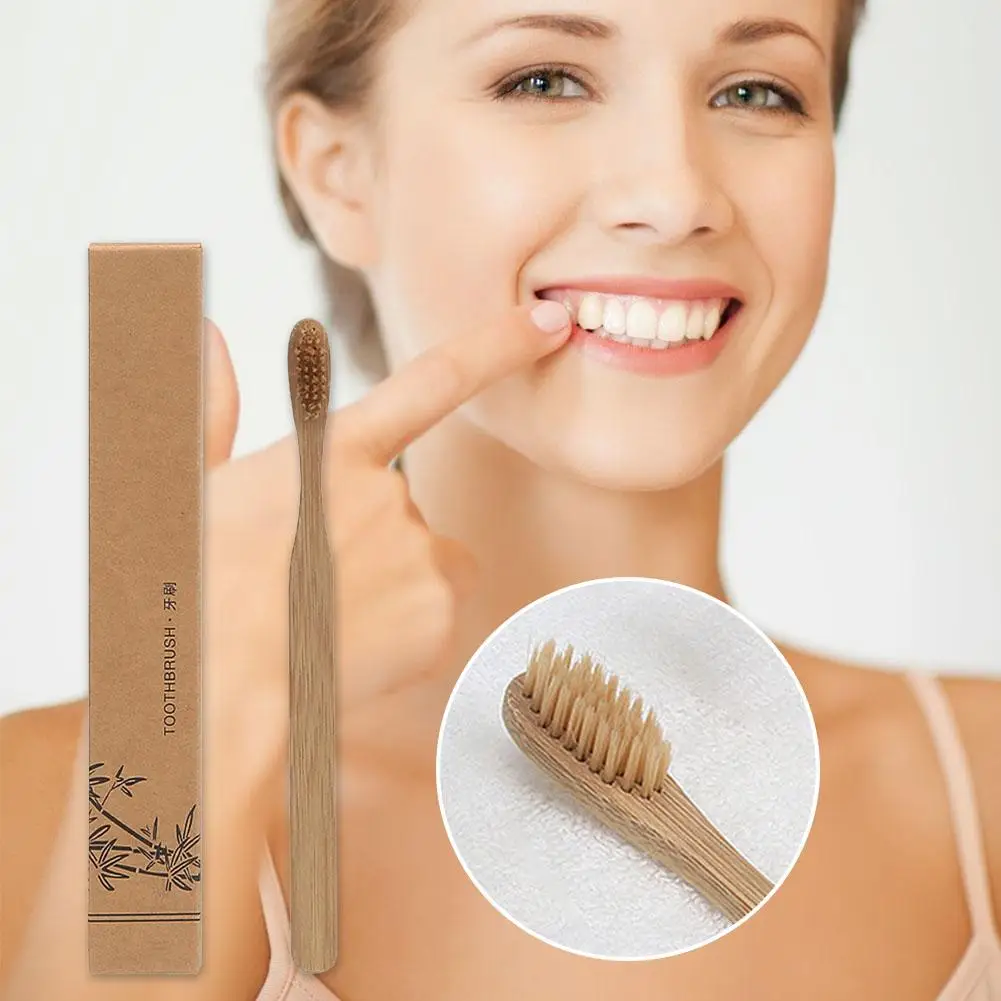 30Pcs 대나무 일회용 칫솔 대나무 숯 부드러운 강모 가정용 천연 친환경 구강 청소 칫솔