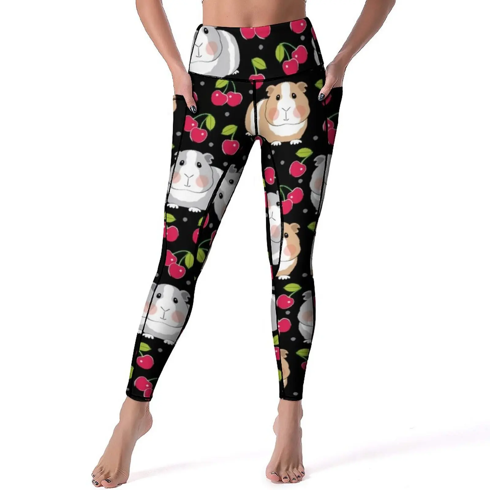 

Cherry Guinea Pig Yoga Pants Cute Animal Print Leggings Sexy Push Up Novelty Yoga Sport Legging Design Fitness Running Leggins