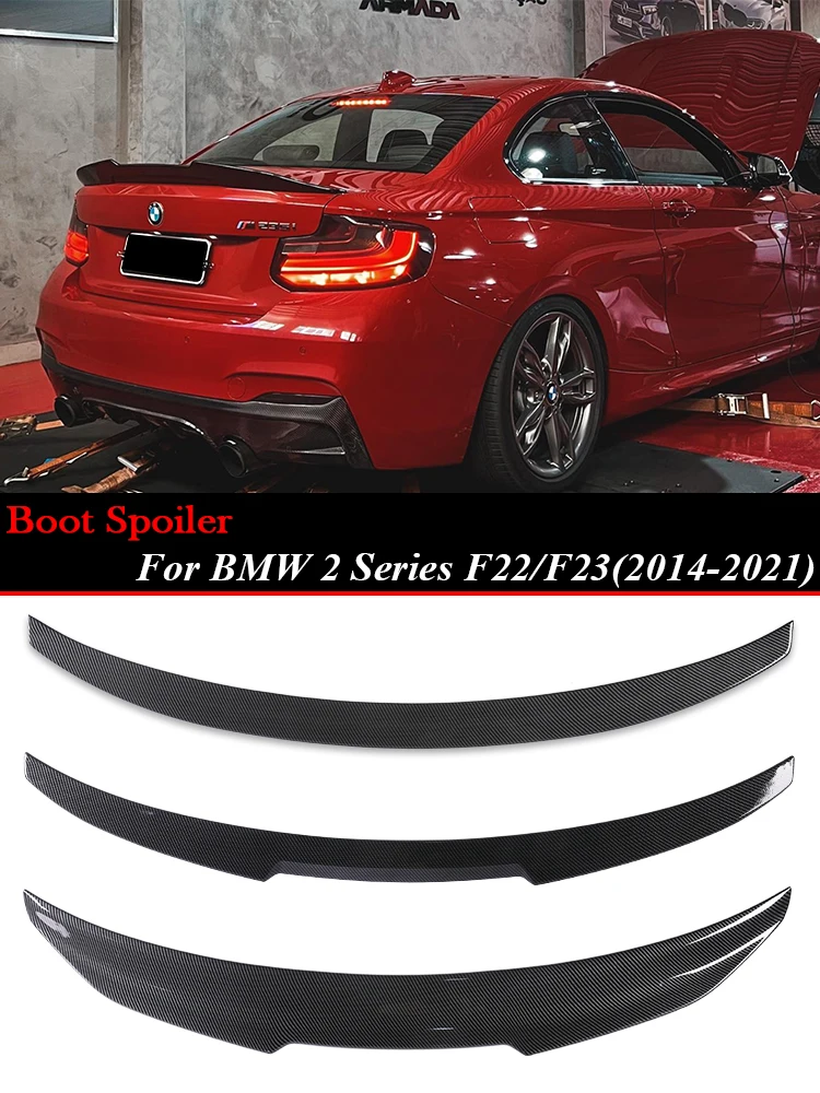 

For BMW 2 Series F22 F23 F87 Gloss Black Rear Bumper Lip Trunk Wing Tail Carbon Fiber Roof Spoiler MP/M4/PSM Style 2014 -2021