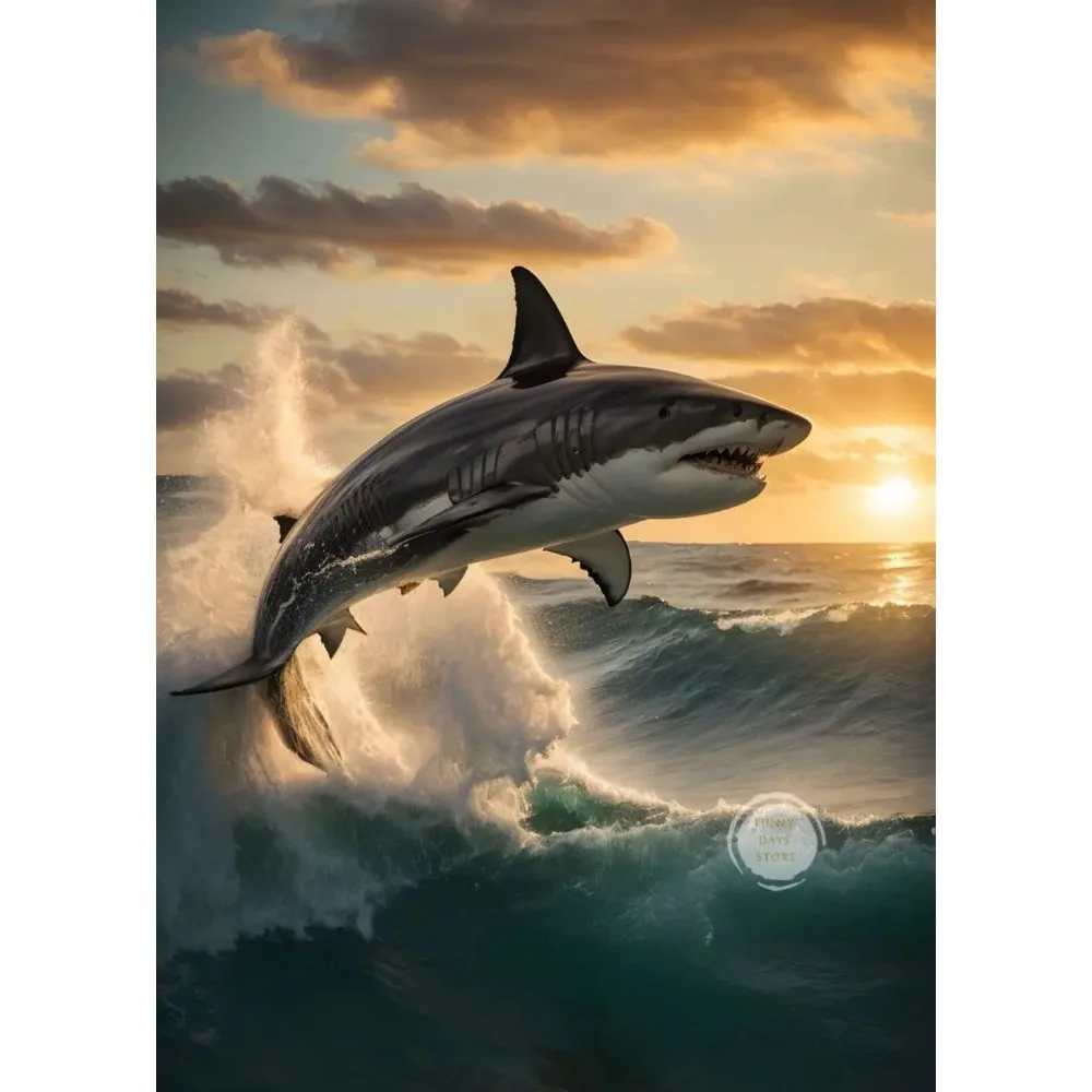 Great White Shark Ocean Giants Canvas Art - Nature Wall Decor Poster
