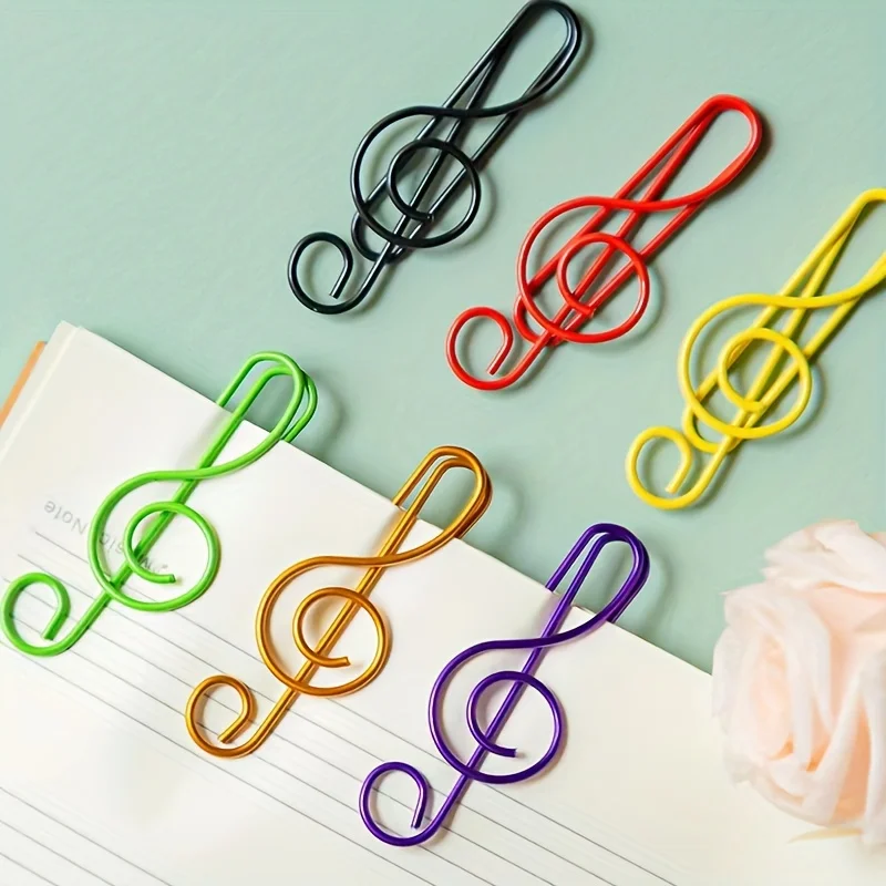 Metal Colorful Musical Note Shaped Paper Clip Bookmark Stationery School Office Supply clip holder 20/30/40pcs