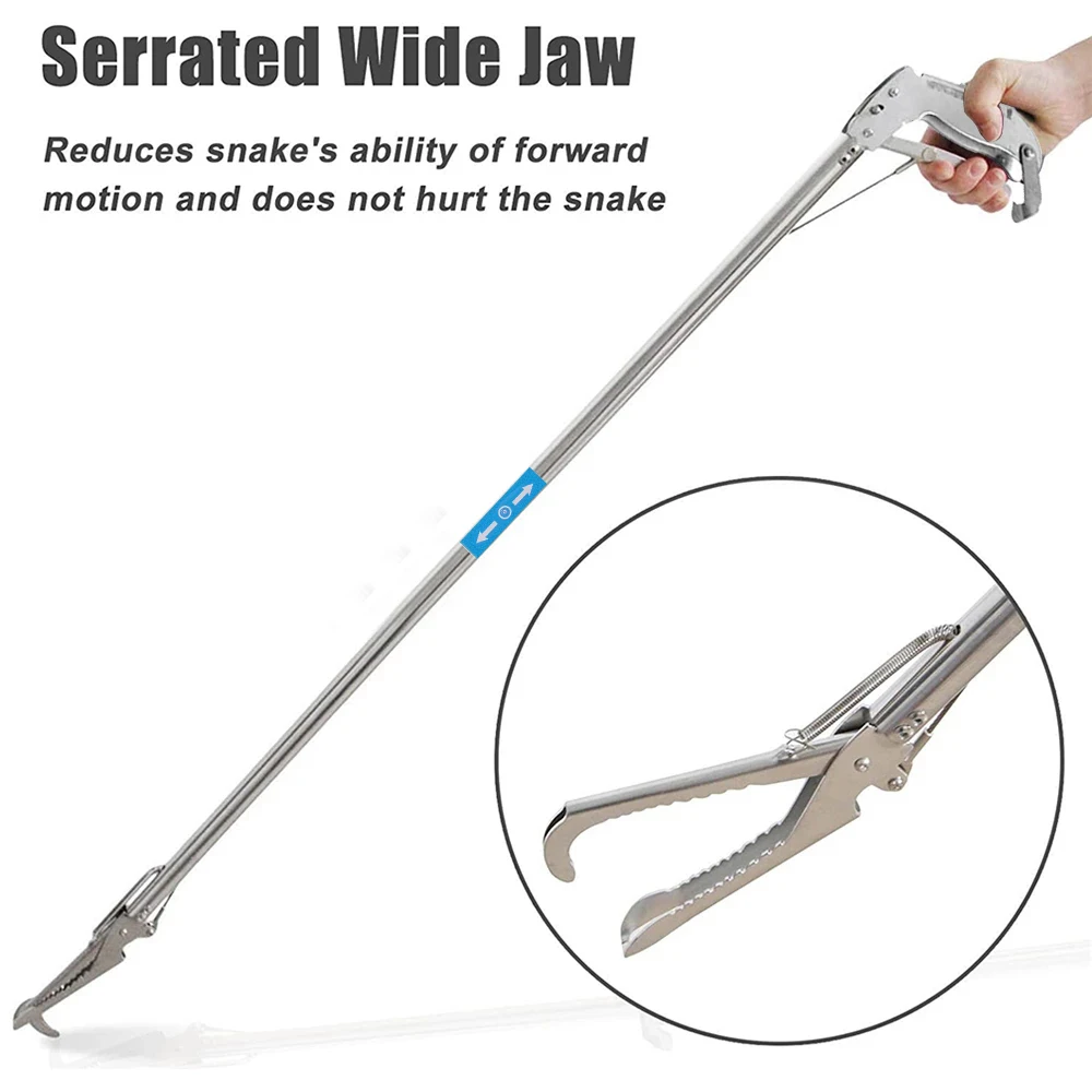 75cm Foldable Snake Tongs Stick Reptile Catcher Grabber Folding Wide Jaw Snake Pliers Stainless Steel Control Tool