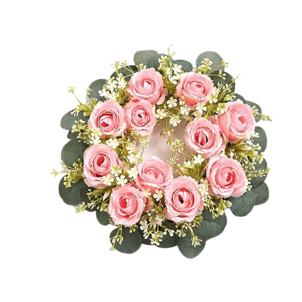 23/33 cm große künstliche Blumen, Kranz aus Seidenmaterial, Kranzform, künstliche Blumen, Girlande, Girlandenstil, künstliche Seidenblumen – Detail 3