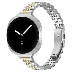 Elegant Stainless Steel Watch Strap - Metal Link Bracelet for Galaxy watch 9 40mm (Slim Silver gold)