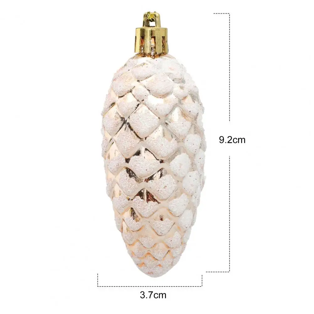 Plastic Painted Pine Cone Ball Xmas Pendants Lanyard Christmas Decoration Props Hanging Ornaments 10Pcs