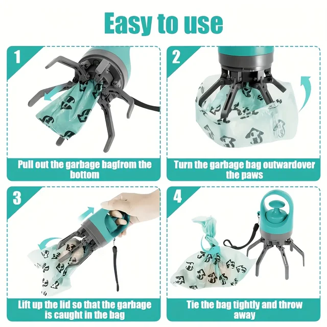 Portable Dog Pooper Scooper, Pet Waste Pick-up, Outdoor Cleaner, Built-in Garbage Bag, Handheld Pet Poop Grabber,No Touch Design 6