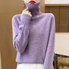 Fall/Winter new Women's sweater 100% Merino wool turtleneck pullover Fashion Color dot fork shoulder warm base knit shirt 2