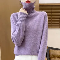 Fall/Winter new Women's sweater 100% Merino wool turtleneck pullover Fashion Color dot fork shoulder warm base knit shirt 2