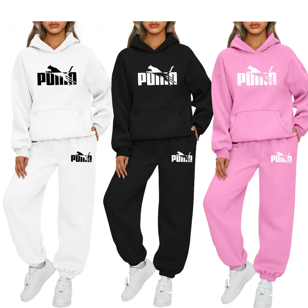 tracksuit set Autumn Winter Woman Hoodies + Sweatpants 2-Piece Fashion Causal Jogging Fleece Pant