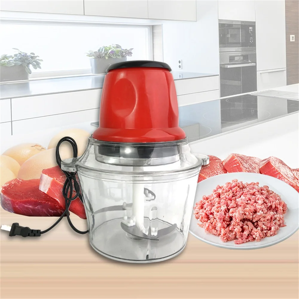 Electric Meat Grinders 2L Food Crusher Stainless Steel Multifunctional Vegetable Slicer Processor Chopper Kitchen Appliances 3