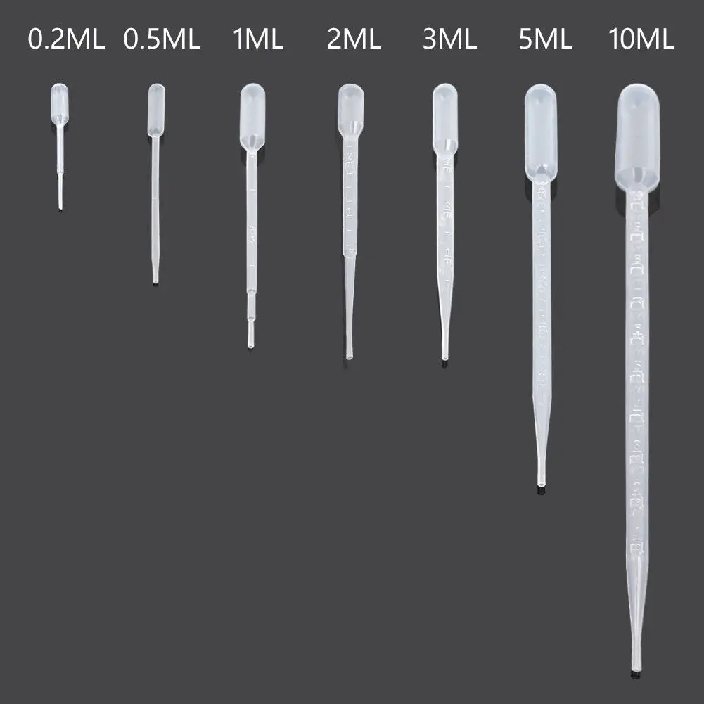 1000Pcs 0.2ml/0.3ml/1ml/2ml/3ml LDPE Disposable Transparent Plastic Eye Dropper Transfer Graduated Perfume liquid Pipettes