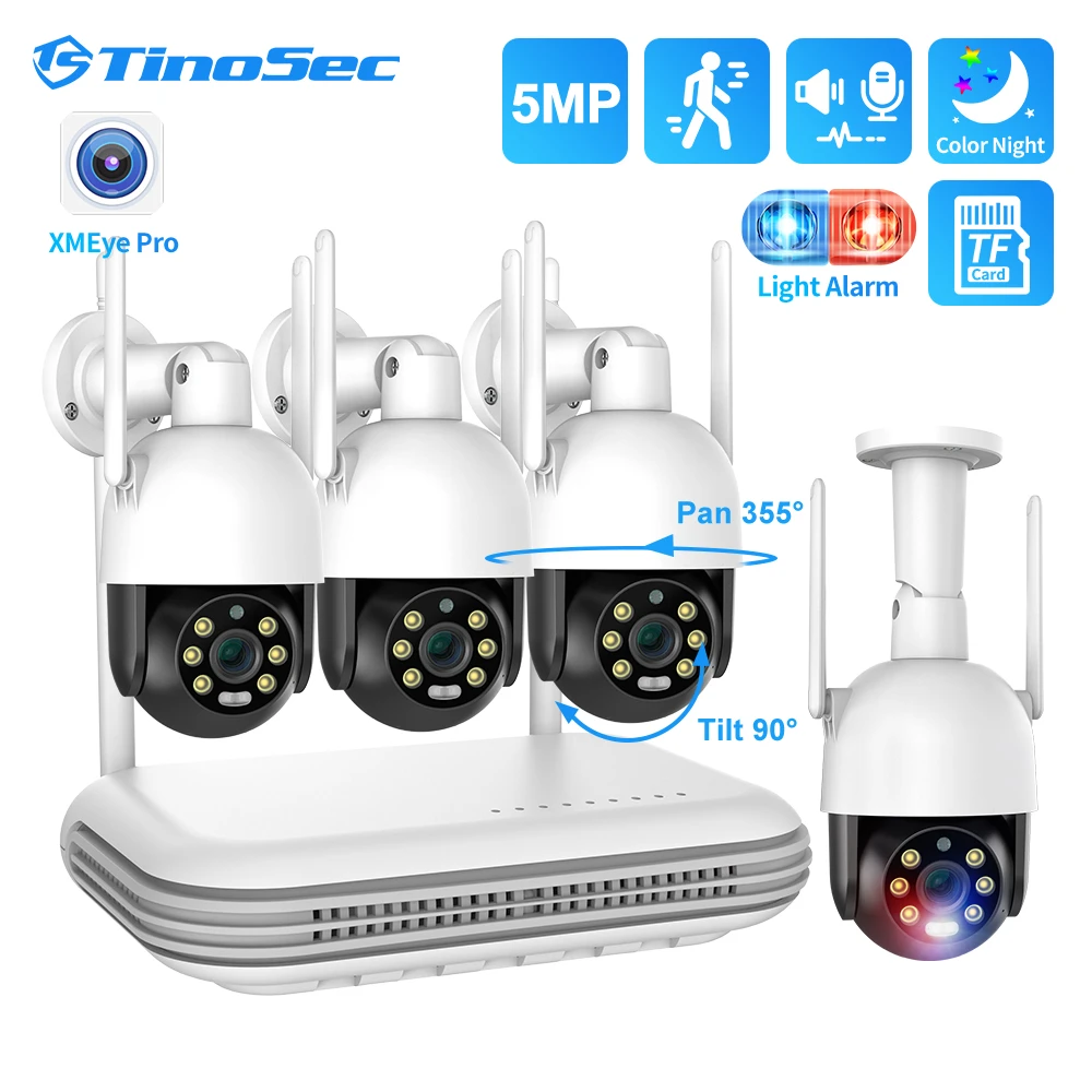TinoSec 2K WIFI Wireless Camera 5MP H.265 PTZ 8CH NVR Security Camera