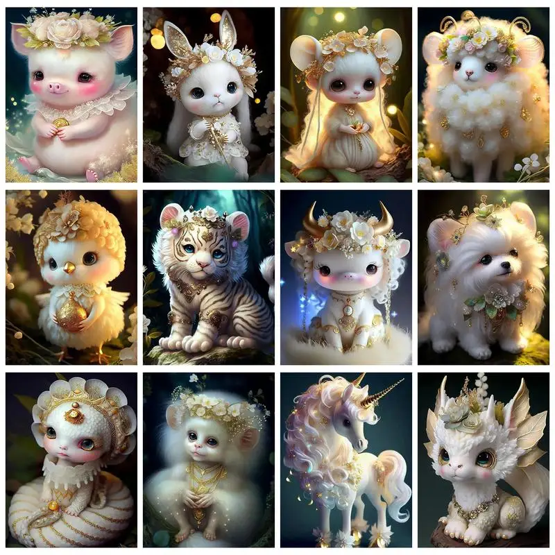 

SDOYUNO Painting By Number Adults White Animal Statue Decorative Paintings For Adults Art Supplies