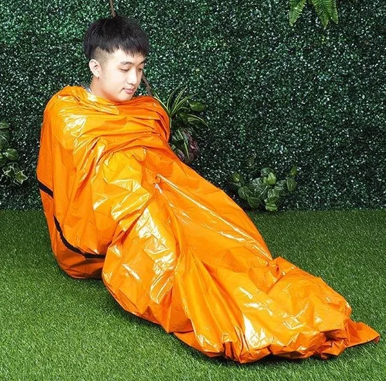 Orange sleeping bag