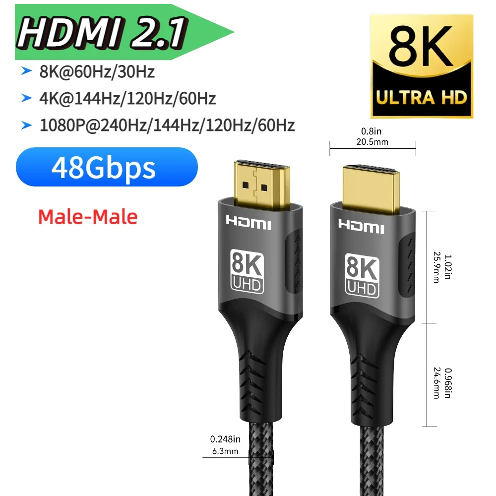 Ultra High-Speed 8K HDMI 2.1 Cable with HDR & EARC Support