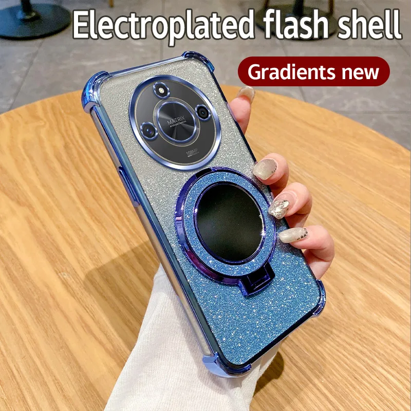 Shockproof Glitter Mirror Ring Phone Case - Soft Cover with 6D Protection