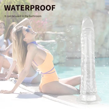 Crystal Glass Dildo Realistic Penis Artificial Anal Dildo G-spot Stimulate Female Masturbation Glass Dildos Sex Toys for Women 4