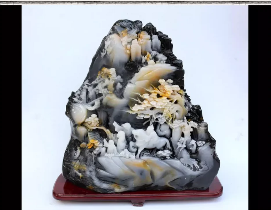 

Натуральный искусственный большой камень для гостиной, имитация Shoushan, резные натуральные нефритовые изделия