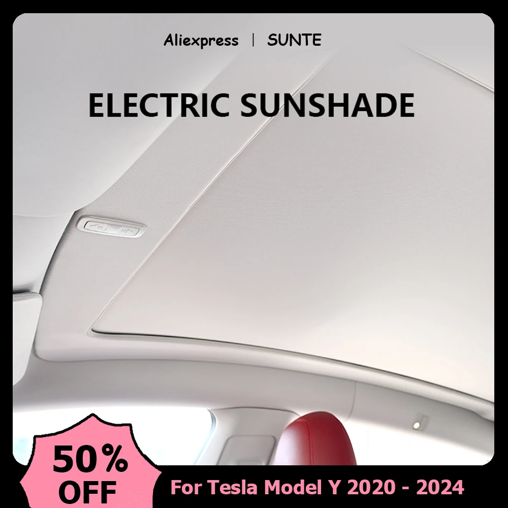 Everything Is Solar Tesla Electric Sunshade for Model Y 2024 2023 2022 Integrated Car Sunroof Shade Retractable Sun Visor Interior Modification Parts - Image 1