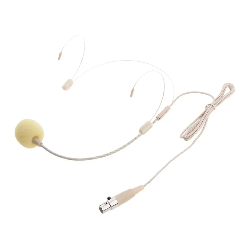 3Pin XLR 4Pin XLR 3.5mm Mono Plug Telescopic Head-mounted Headset Megaphone Microphone MIC Beige