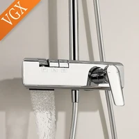 VGX ชุดฝักบัวอาบน้ํา ชุดหัวฝักบัวในห้องน้ํา ชุดก๊อกน้ําฝักบัวหรูหรา ชุดฝักบัวสายฝน 3 ทิศทาง ห้องน้ํา Mixer Crane สีเทาทอง 3