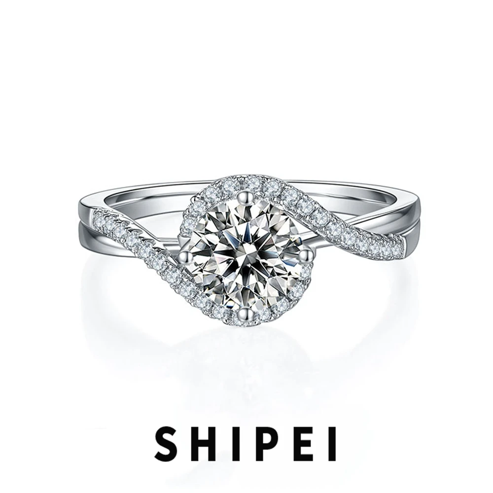 

SHIPEI 6.5MM Round Cut D Moissanite Diamond Romantic Ring Fine Jewelry Engagement 925 Sterling Silver Anniversary Gift Wholesale