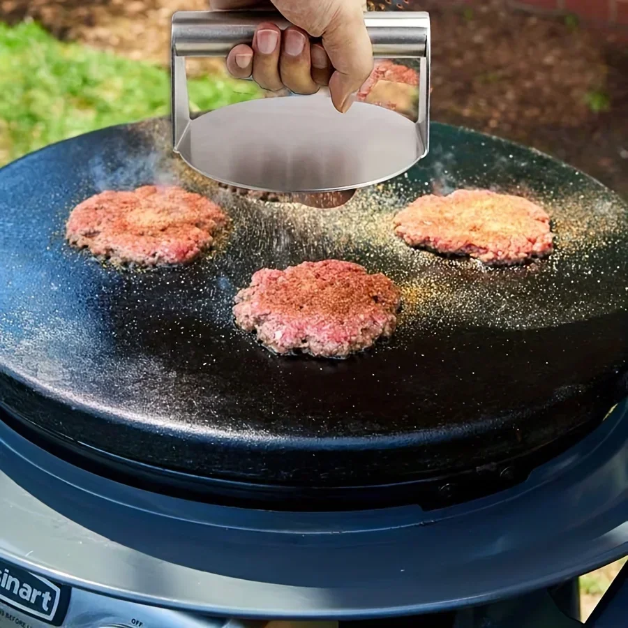 Stainless Steel Smash Burger Press for Perfect Hamburger Patties – Circular Meat Press Mold for Deli Meats & Kitchen Accessories 3
