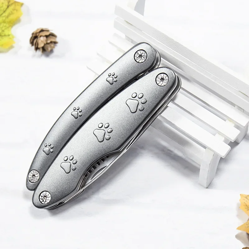 Pet Nail Clippers, Stainless Steel Foldable Multifunctional Cat and Dog Nail Clippers, Scissors, Pet Supplies