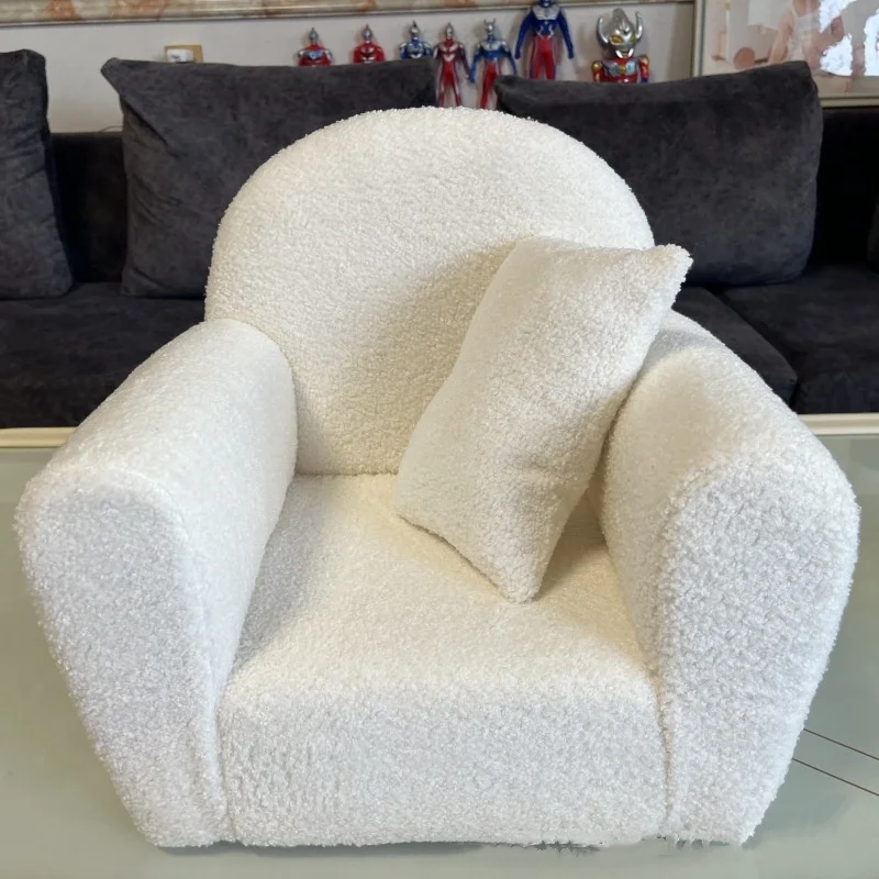 Shining Newborn Photography Props Wooden Lamb Wool Sofa Baby Photo Sofa Baby Seat 0 To 1 Year Old Baby Chair