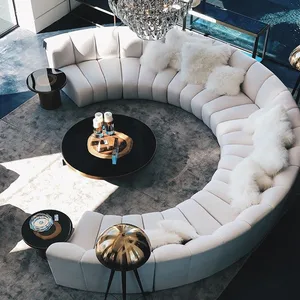italian high-end modular sectional leather sofa modern design velvet curved sofa for villa and living room furniture