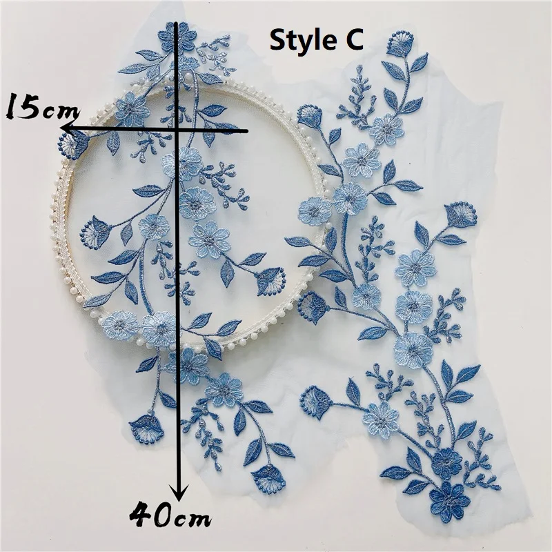 PEPPERLONELY Spitzen-Pailletten-Blume Zum Aufnähen – 1 Paar, 42x20 Cm, Champagner, Für Hochzeitskleider & Braut-Accessoires