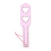31.5cm Heart Shaped Hollow Paddle Riding Crops Flogger Horsewhips Spikes Rivet Inlay Leather Spanking Paddle Slapper 6