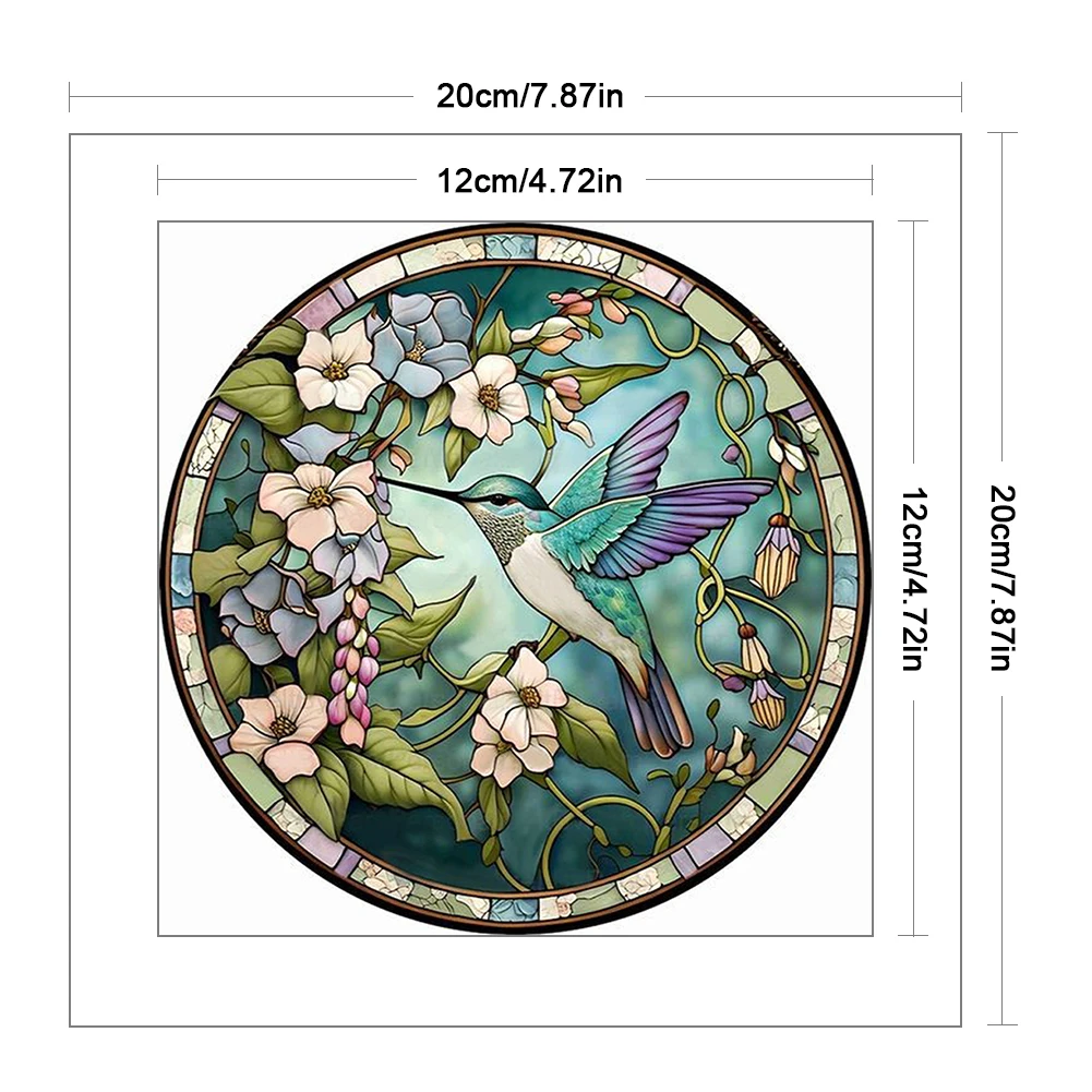 4pcs Full Embroidery Cotton Thread 18CT Print Stained Glass Cross Stitch 20x20cm