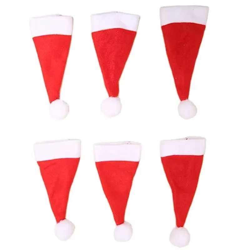 Mini Christmas Hat Wine Bottle Beverage Bottle Cap Decoration Knife Fork Santa Claus Hat Set Christmas Party Scene Decoration