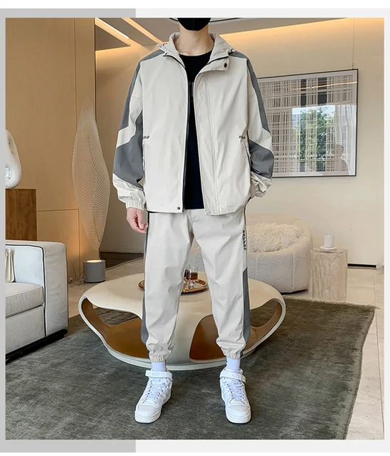 SCDHZP Autumn Tracksuit Men Hooded Sweat Suits 2 Piece Set Men Hip Hop  Streetwear Jogger Suits (Color : A, Size : XXXcode) : : Fashion