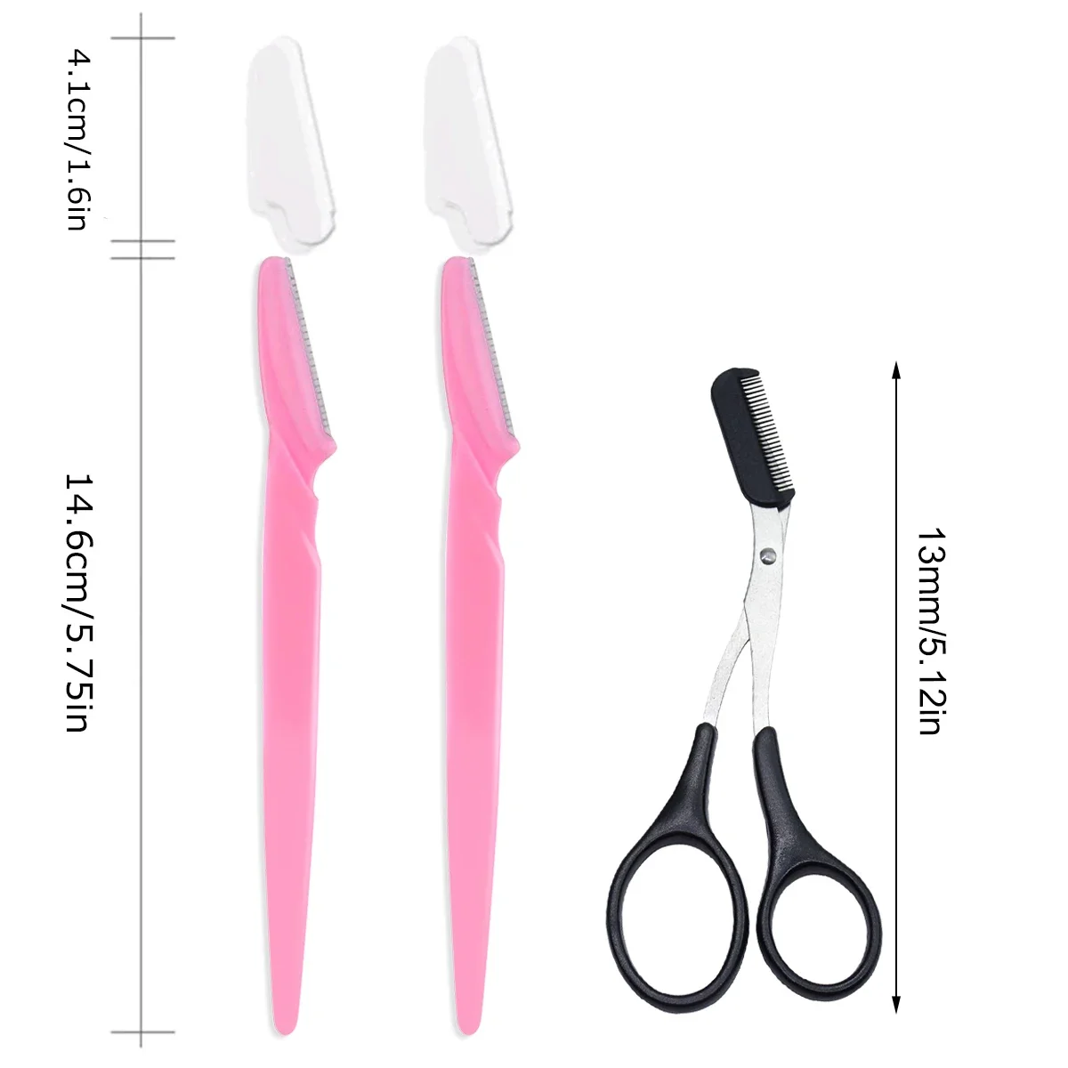 15Pcs Eyebrow Razors and 1Pcs of Eyebrow Comb Scissors In Clear Contianer Case Women Face And Body Trimmer Hair Shaver Eye Brow