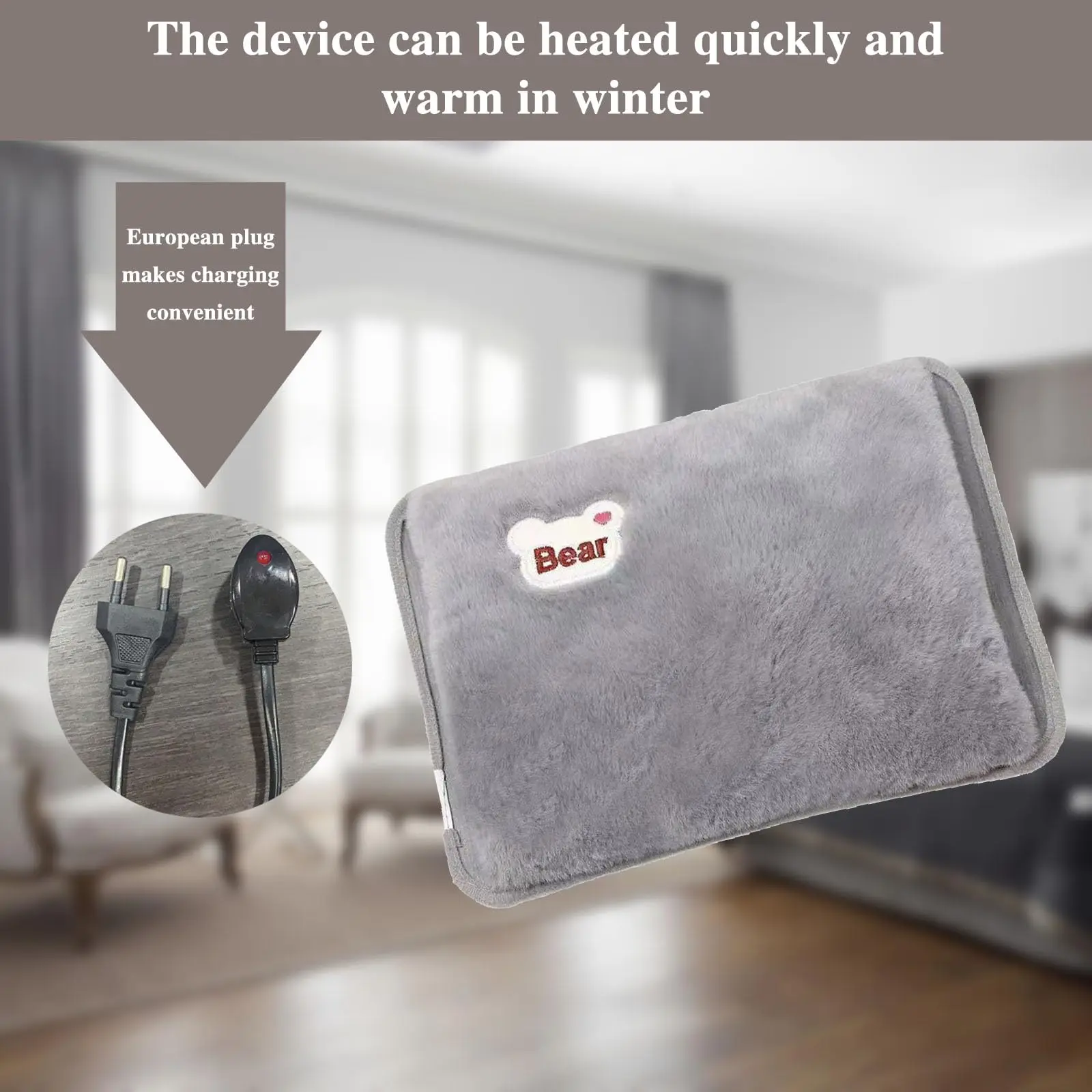 Electric Hot Water Bottle with Soft Microfiber Coating Rechargeable Water Bottle for Reducing Muscle Back and Menstrual Pain