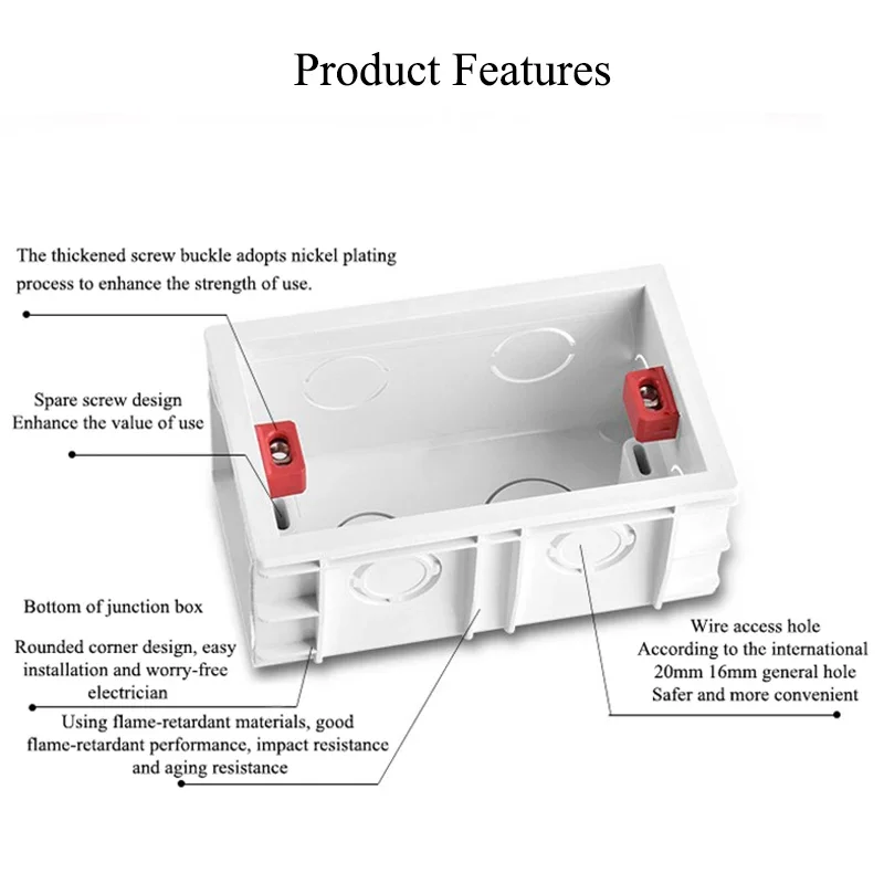 Switch Box Wall Socket Box Electric Distribution Box 146 Type Mounting Back Secret Stash Conduit Wall Box