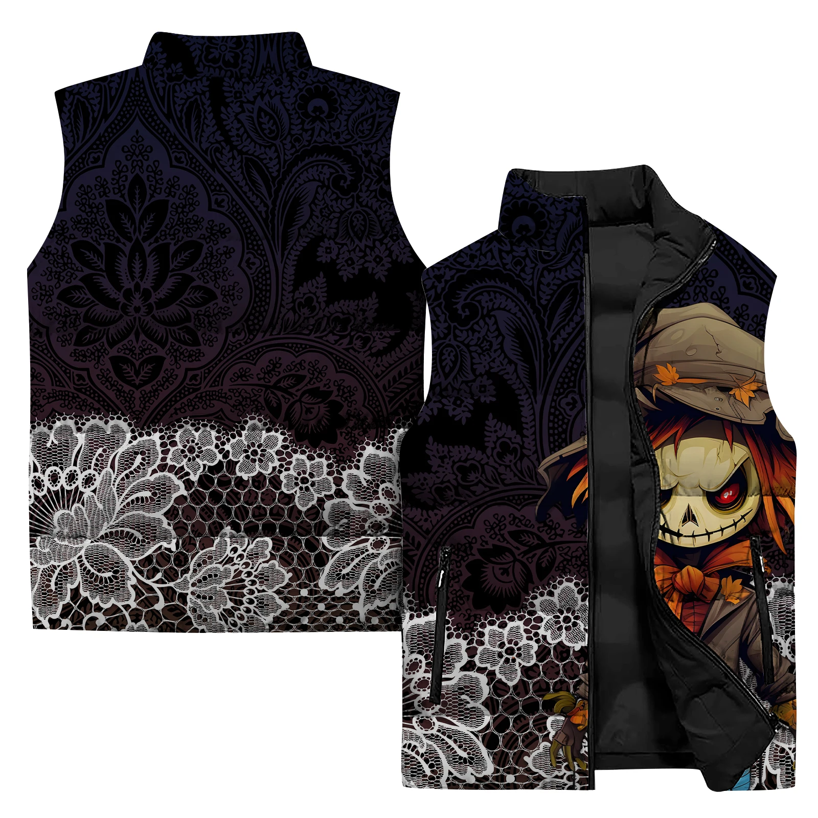 thumbnail image 1 of Chaquetas de invierno para hombre Abrigos de protección contra el frío y el calor para hombre Chaleco moderno y versátil con estampado de espantapájaros Chalecos para hombre, 1 of 5